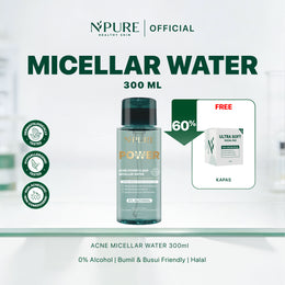 【FREE KAPAS 100pcs】NPURE Acne Power Clear MIcellar Water 300ml