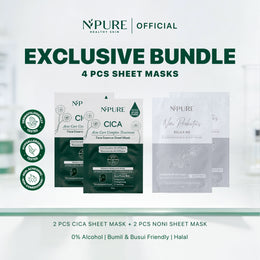 NPURE Exclusive Bundling - 4 Pcs Cica Sheet Mask & Noni Sheet Mask