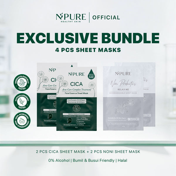 NPURE Exclusive Bundling - 4 Pcs Cica Sheet Mask & Noni Sheet Mask