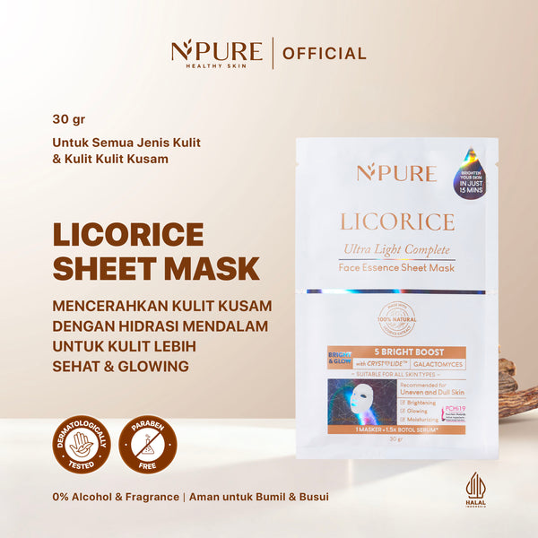 NPURE LICORICE ULTRA LIGHT COMPLETE FACE ESSENCE SHEET MASK