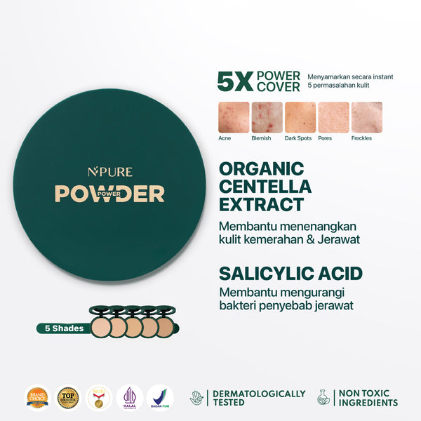 [TASYA FARASYA APPROVED] NPURE Centella Asiatica Power Powder / Bedak / Powder Fondation / Powder For Acne Skin / Bedak Kulit Berjerawat