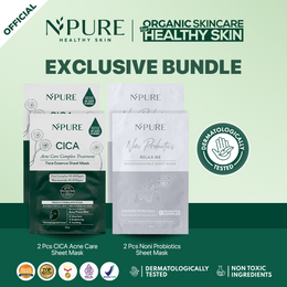 NPURE Exclusive Bundling - 4 Pcs Cica Sheet Mask & Noni Sheet Mask