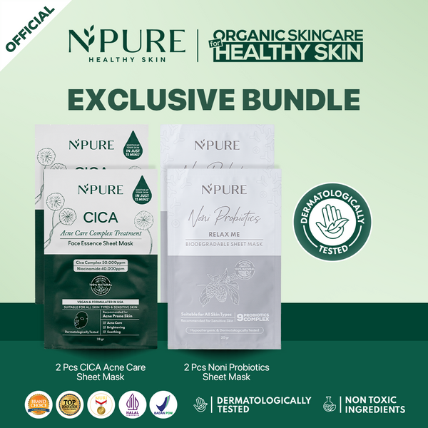 NPURE Exclusive Bundling - 4 Pcs Cica Sheet Mask & Noni Sheet Mask