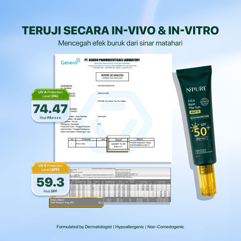 NPURE NPURE SUNSCREEN CICA BEAT THE SUN MATTE SPF 50+ PA++++