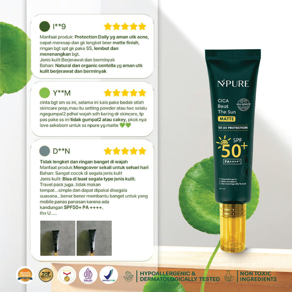 NPURE NPURE SUNSCREEN CICA BEAT THE SUN MATTE SPF 50+ PA++++