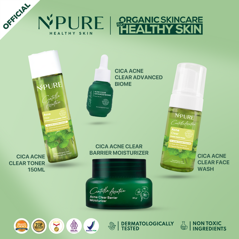 NPURE Paket 4 PCS, Cleanser | Toner | Serum  | Moisturizer