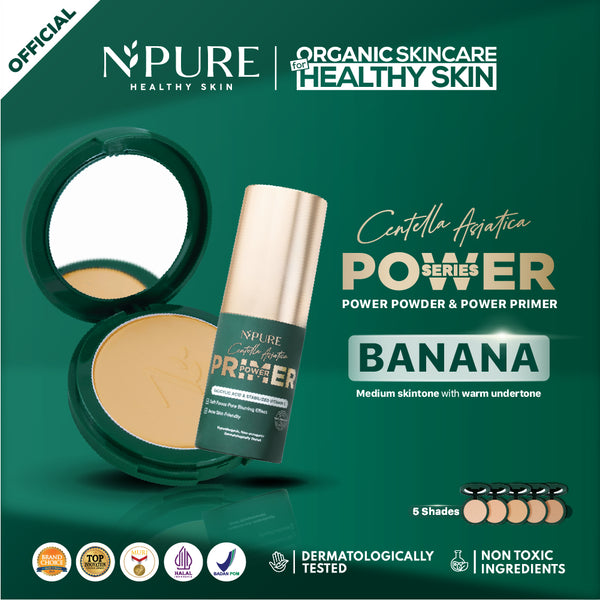【NEW Bundle Power Series】NPURE Power Powder + Power Primer / Compact powder / Primer Serum / primer make up / Bedak padat / bedak kulit berjerawat