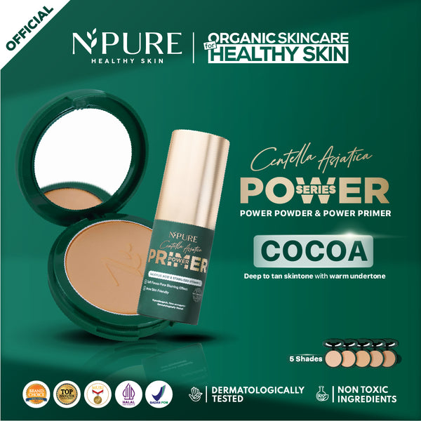 【NEW Bundle Power Series】NPURE Power Powder + Power Primer / Compact powder / Primer Serum / primer make up / Bedak padat / bedak kulit berjerawat
