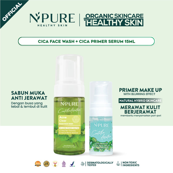 NPURE PAKET Face Wash + Face Primer Serum Cica