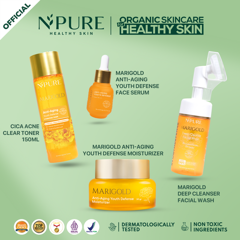 NPURE Paket 4 PCS, Cleanser | Toner | Serum  | Moisturizer