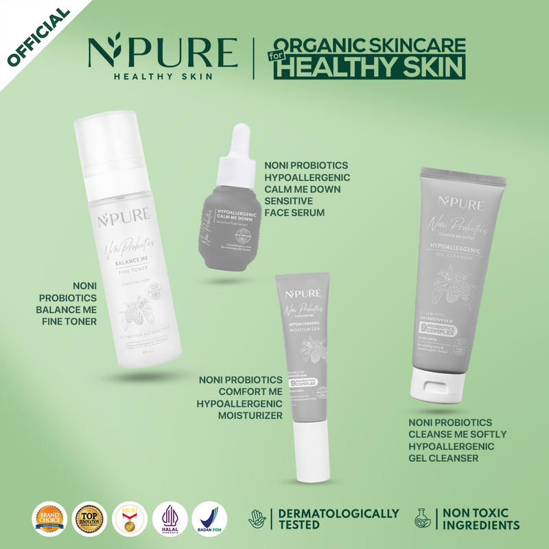 NPURE Paket 4 PCS, Cleanser | Toner | Serum  | Moisturizer