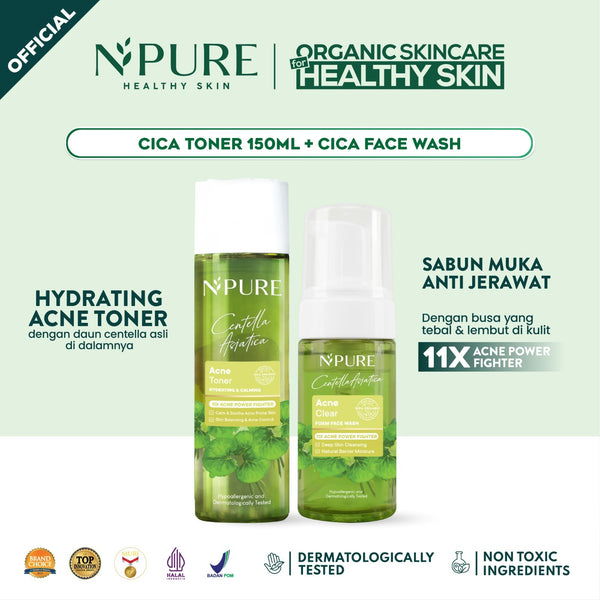 NPURE PAKET Face Toner + Face Wash (Cica Series)
