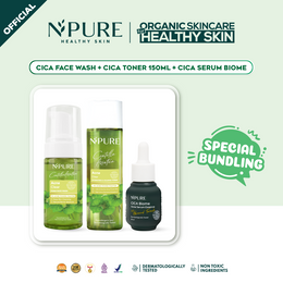 NPURE Paket Face Wash + Toner Cica 150ml + Serum Biome (Cica / Acne Series)